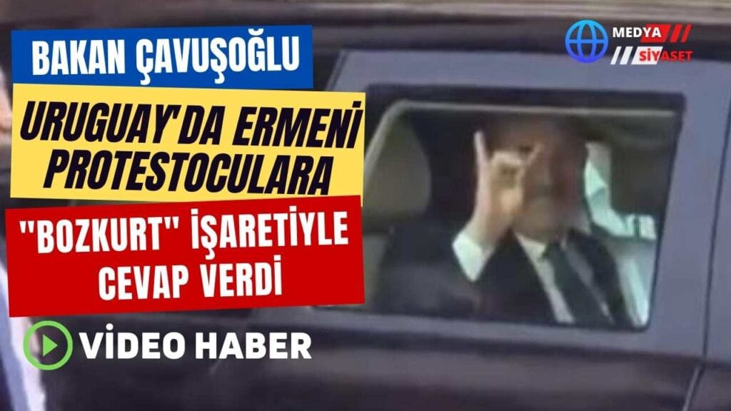 Bakan Çavuşoğlu’ndan eylemcilere “bozkurt” işaretli cevap