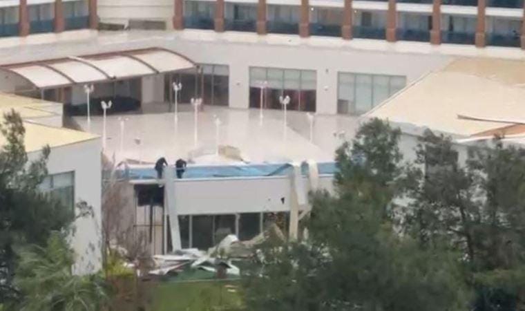 Antalya’yı hortum vurdu… 5 yıldızlı otelin çatısı uçtu!