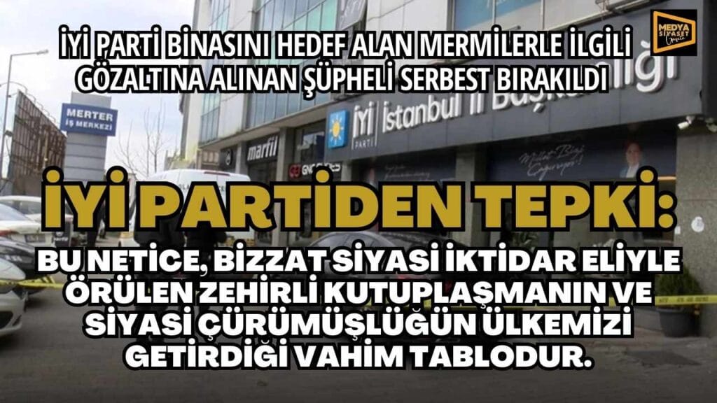 Şüpheli serbest bırakıldı…İYİ Partiden Tepki Gecikmedi